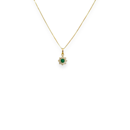 Collar de flor de esmeraldas y diamantes
